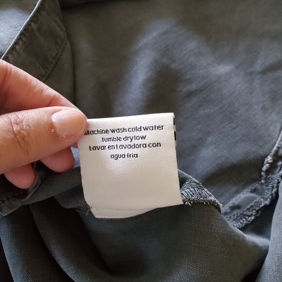 Sneak Peek Black Burnout Shirt Dress Tencel Lightweight Button Up Large - Picture 12 of 16